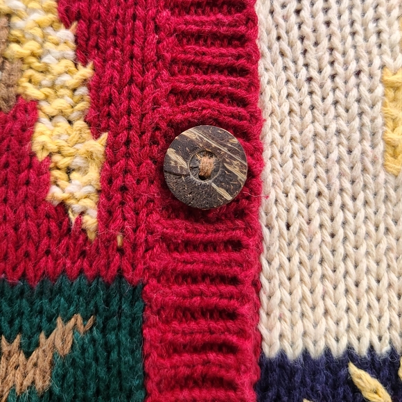 Vintage Robin Sinkler Womens Fall Thanksgiving Hand Knit Sweater Cardigan Small - Picture 5 of 10